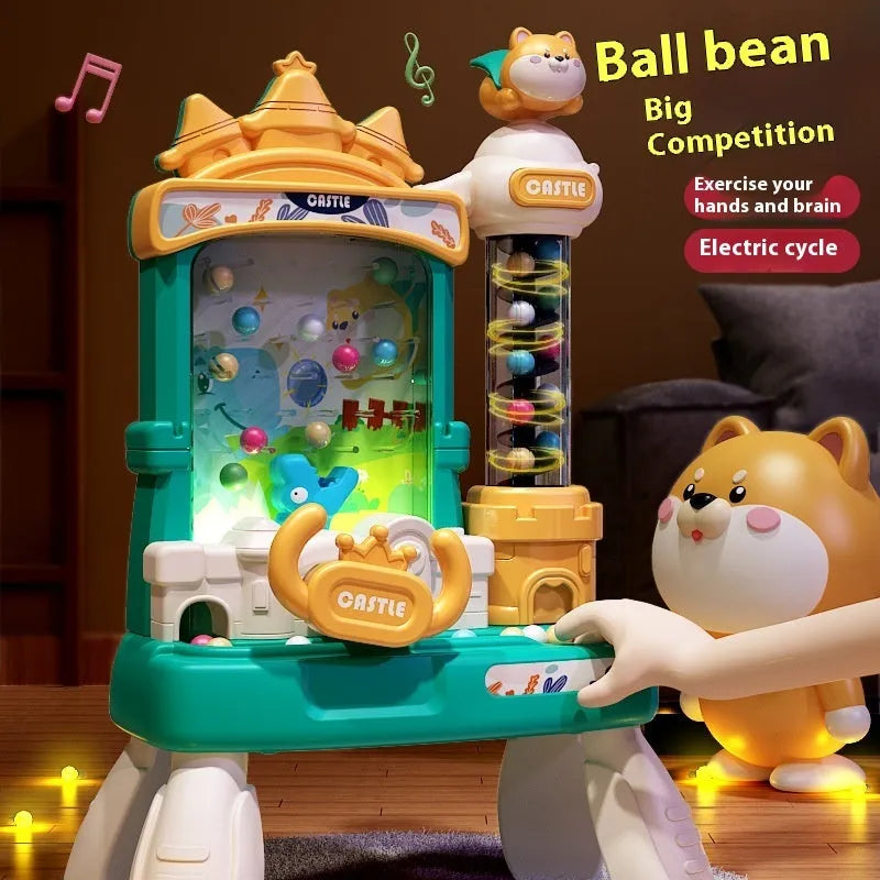 Children's desktop educational toys with beans, plastic, sound light rotation, pink green options, battery