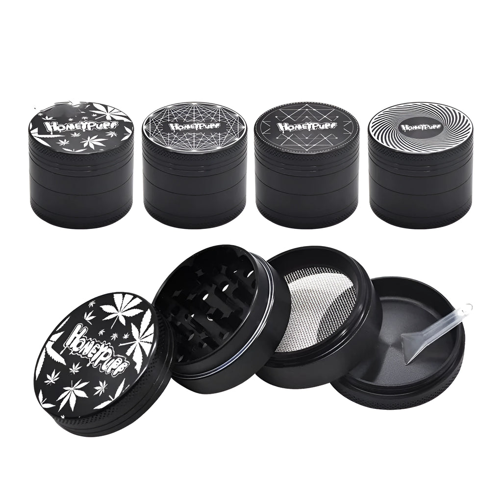 Four-layer aluminium alloy grinder with windproof function and multi-tool features in T6 CNC finish
