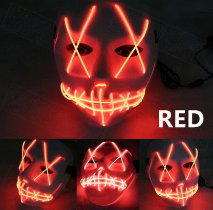 Halloween LED Glowing Full Face Mask with adjustable light modes and voice control feature