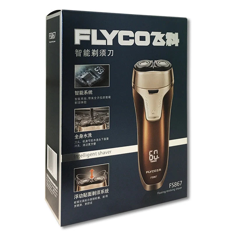 Feike smart washing electric shaver in rose gold with rotary heads