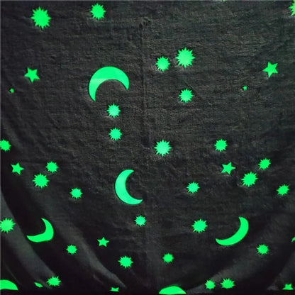 Glowing stars and moons polyester wool blanket for nighttime comfort
