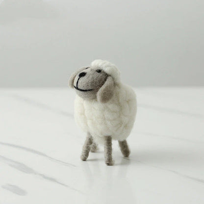 Adorable felt sheep miniature figurines in various colours and sizes for home decoration