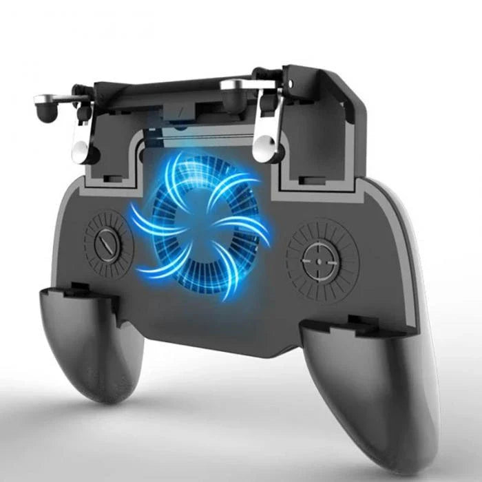 Universal smartphone game controller with mute cooling fan for enhanced gaming comfort