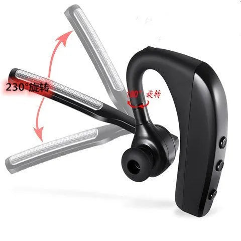 Black wireless Bluetooth headset with true wireless stereo technology and noise cancellation features