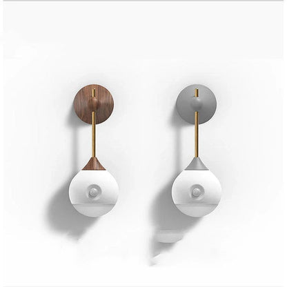 Intelligent Human Body Induction Bedside Table Lamp in Morandi grey or walnut with magnetic base