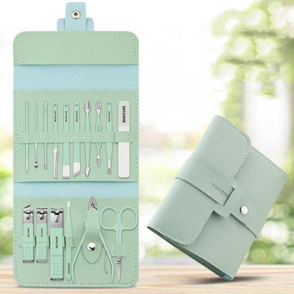 Premium 16-Piece Manicure and Pedicure Tool Set in Portable PU Leather Case