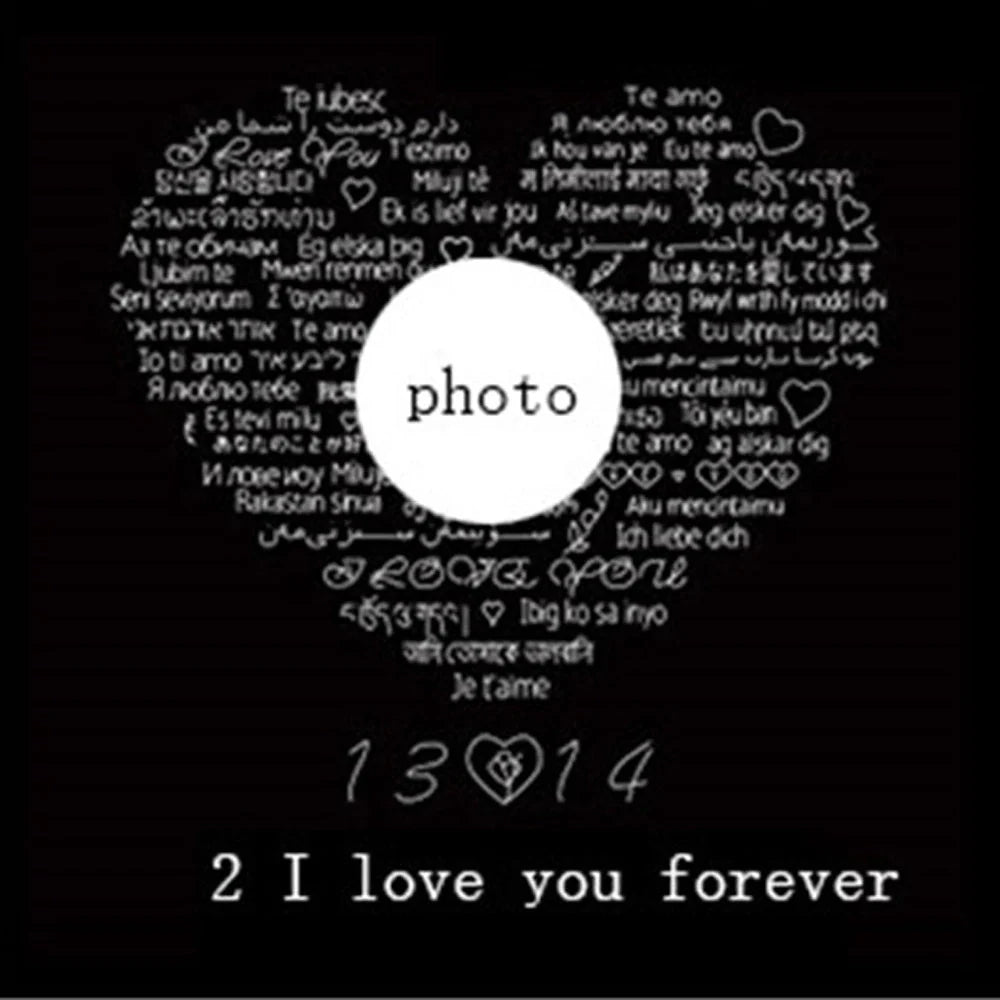 Original Projection Necklace with hidden love words in 100 languages, sterling silver, rose gold finish