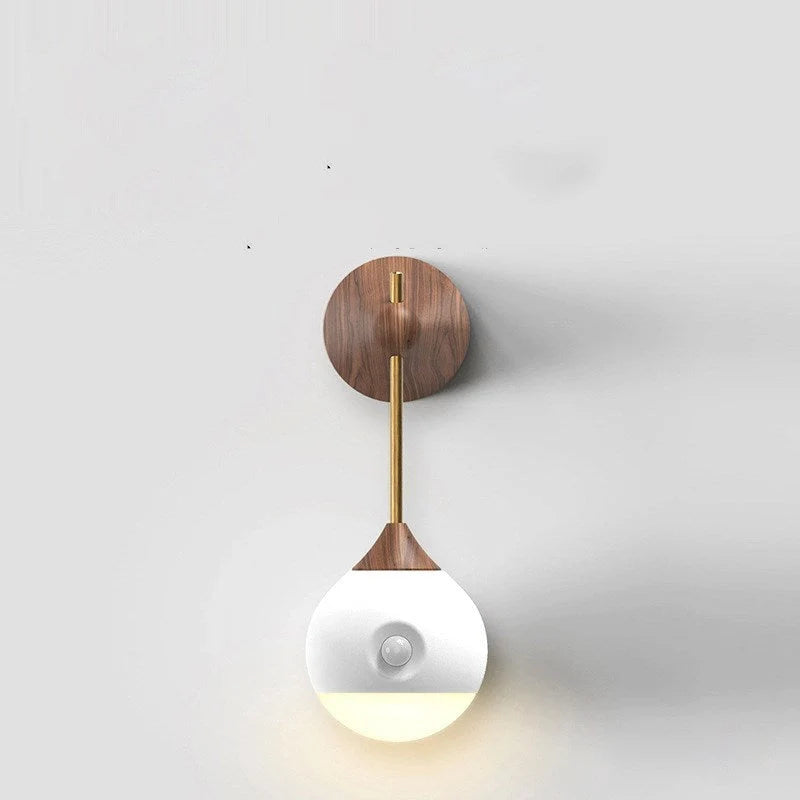 Intelligent Human Body Induction Bedside Table Lamp in Morandi grey or walnut with magnetic base