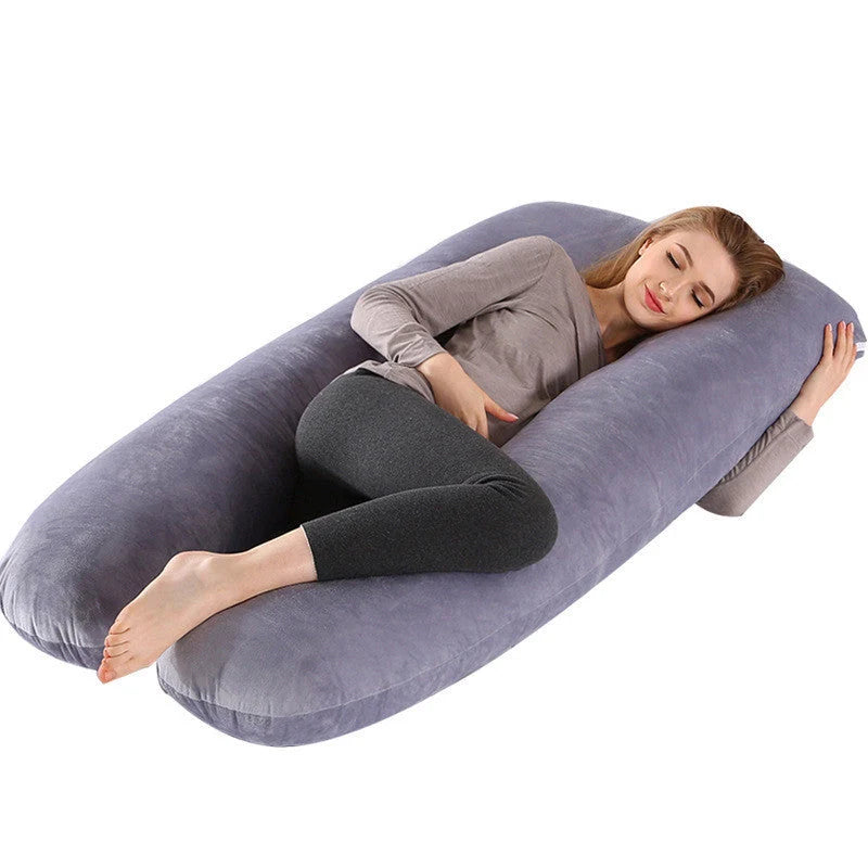 U-shape pregnancy pillow with removable pure cotton cover for support and comfort