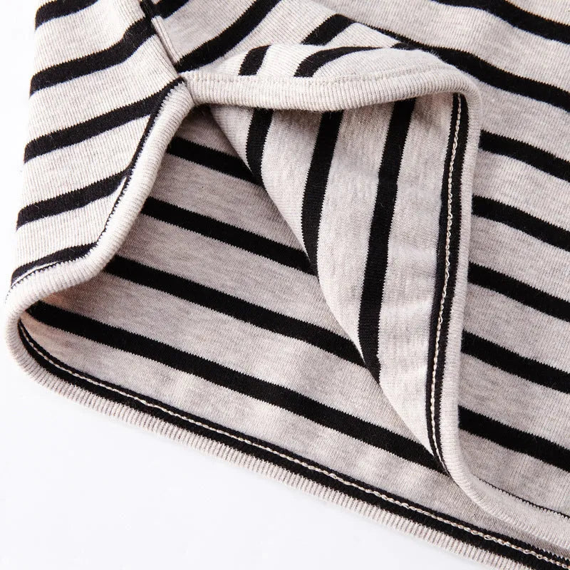 Cotton striped long sleeve t-shirt for baby girls in black or red with Asian sizing
