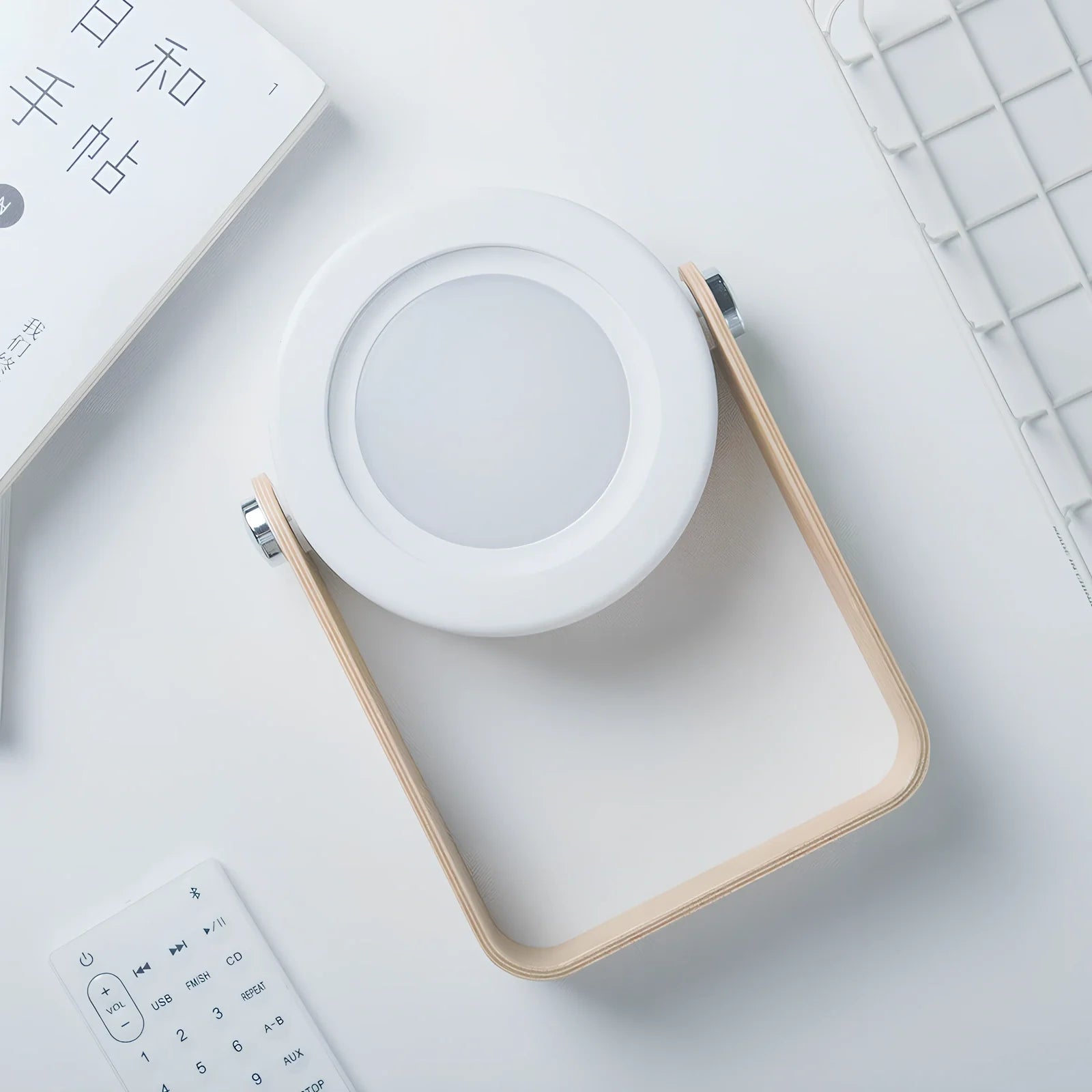 USB rechargeable lantern night light with touch dimming and 360-degree rotation in white finish