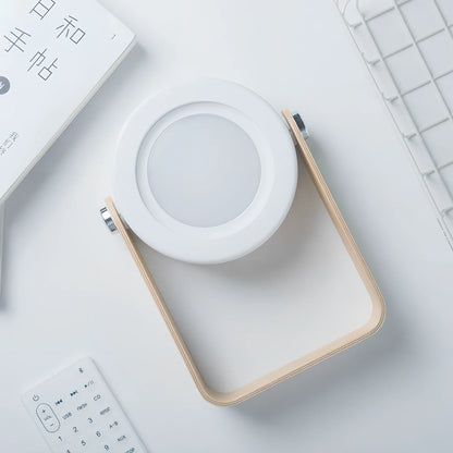 USB rechargeable lantern night light with touch dimming and 360-degree rotation in white finish