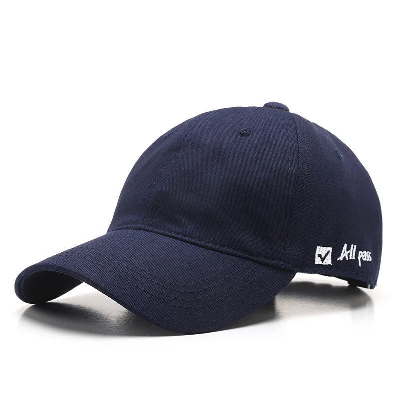 Adjustable cotton baseball cap with side letter embroidery in multiple colours