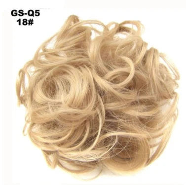Synthetic wavy curly messy hair bun for women, 12cm diameter, high-temperature wire