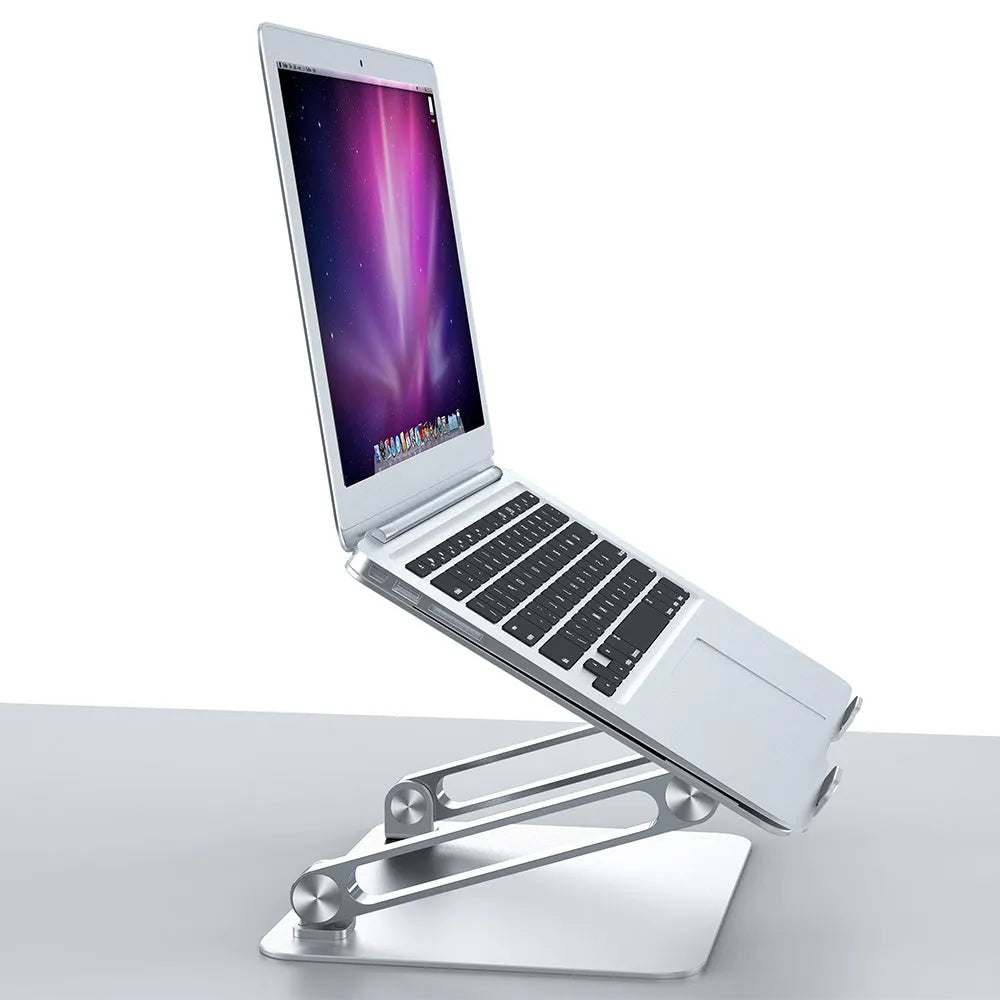 Folding lifting aluminium alloy laptop stand with adjustable height in black colour