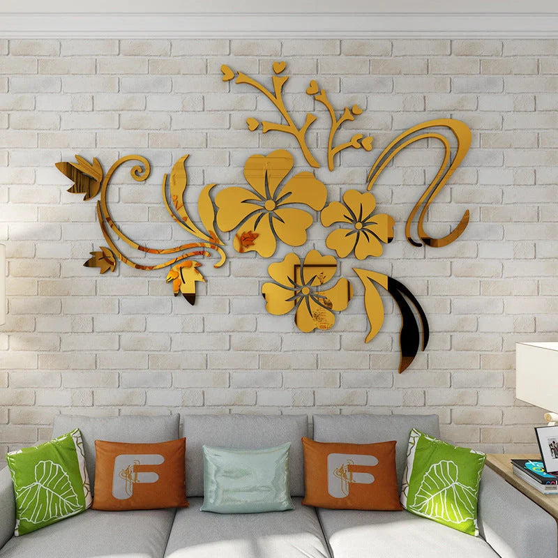 3D acrylic wall stickers with geometric patterns for living room decor