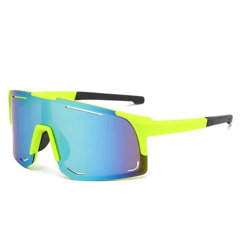 Square frame cycling sunglasses in C1 black frame with full grey film, conventional size, unisex street style