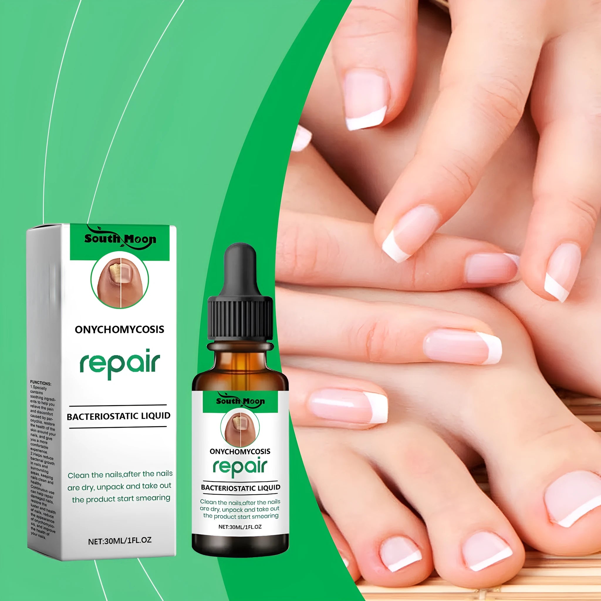 30ml bottle of nail care nursing solution with applicator for gentle daily cleaning