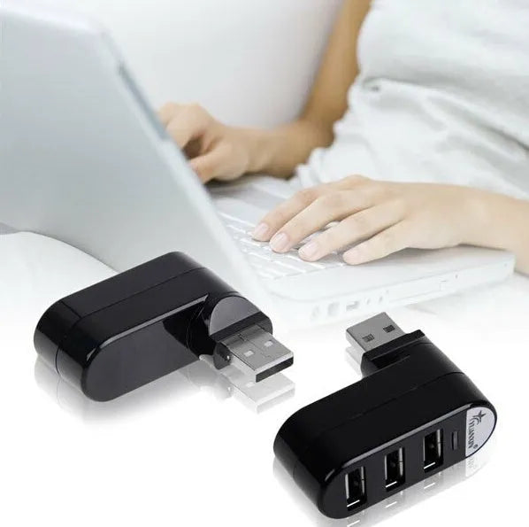 USB 2.0 hub splitter with spin colour finish in black and white options for computer port expansion