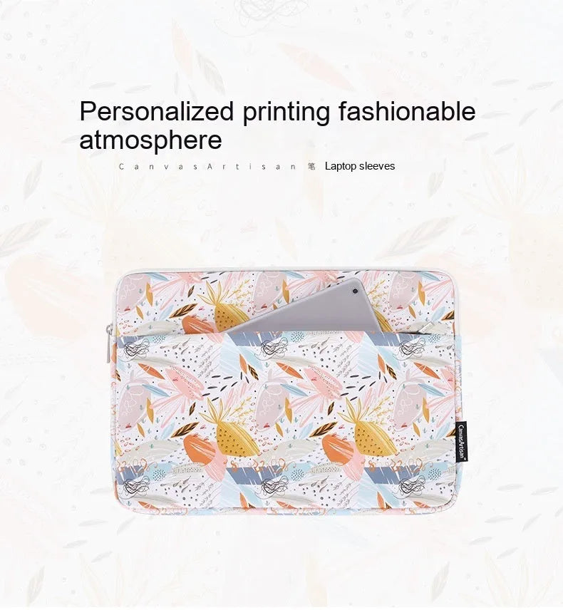 White PU leather waterproof laptop inner sleeve for 14-inch computers.