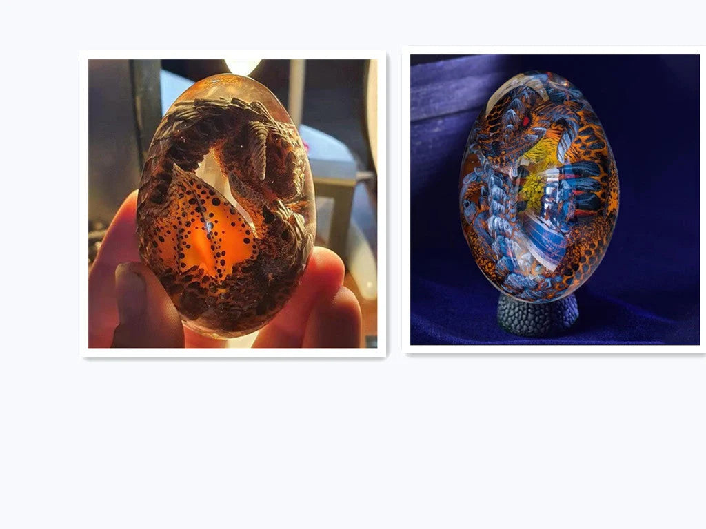 Lava Dragon Egg Desktop Decoration Dinosaur Egg Resin Crafts in various colours and base options