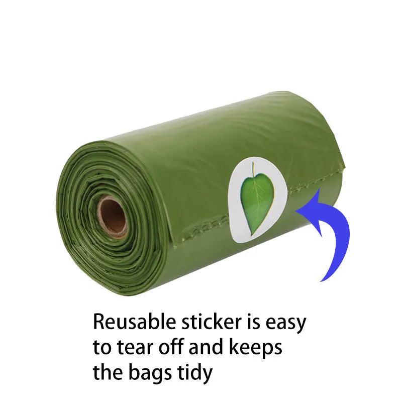 Roll of extra thick leak proof biodegradable dog waste bags for pet waste disposal