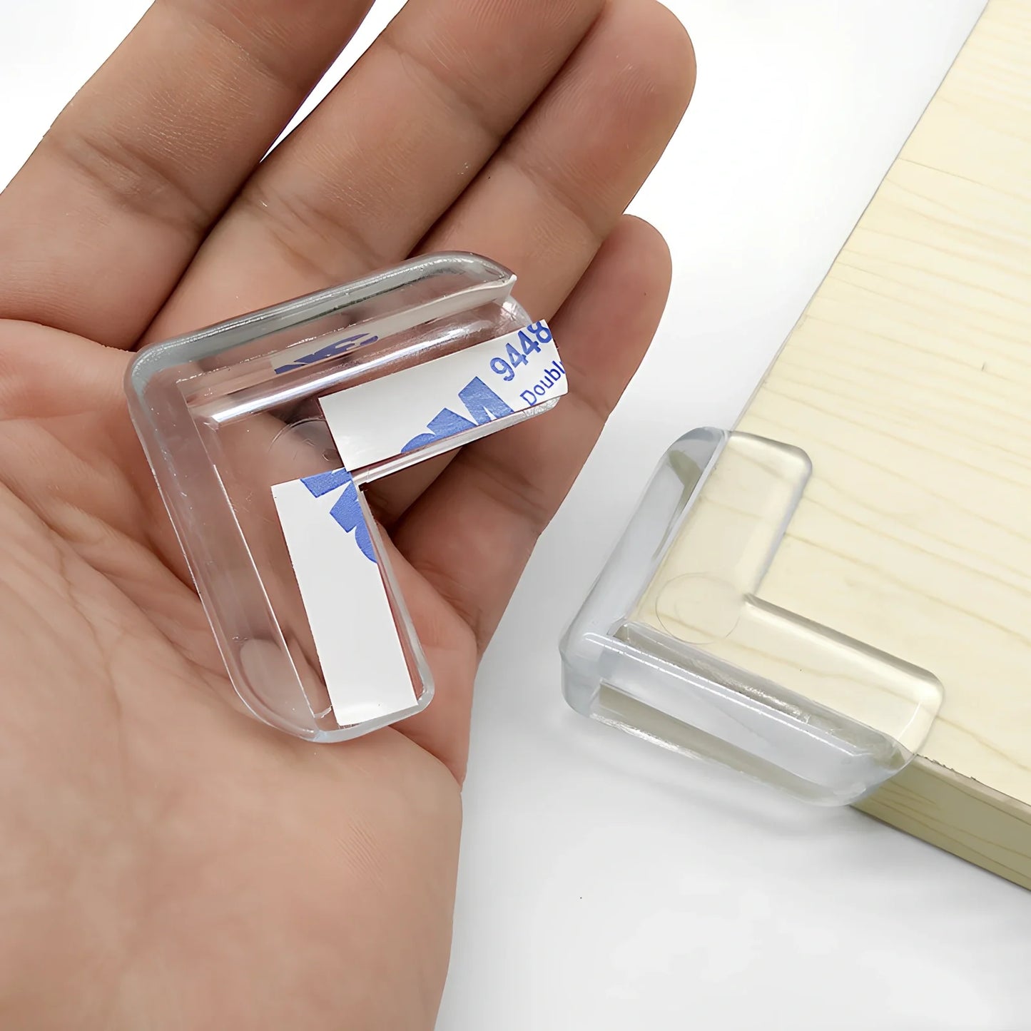 L-shaped baby silicone protective pad in soft PVC with 3M glue for table corner safety, thickened 2cm padding