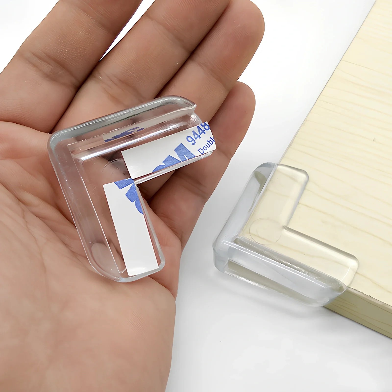 L-shaped baby silicone protective pad in soft PVC with 3M glue for table corner safety, thickened 2cm padding
