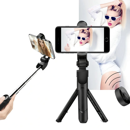 Bluetooth selfie stick with remote control extended to 100cm holding smartphone