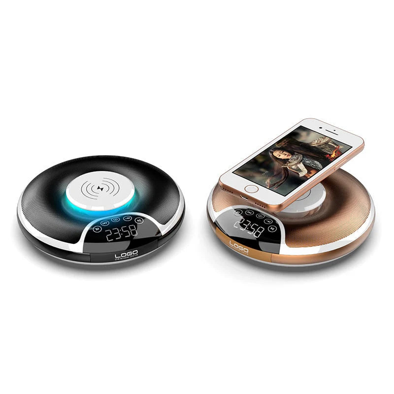 UFO Creative Smart Bluetooth Speaker with Wireless Charging in gold and black