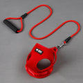 Blue round rope dog leash with foam handle showing adjustable bust and 120cm nylon mesh towing rope
