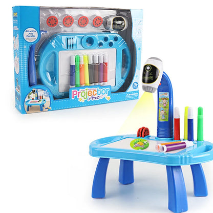 Smart projection painting toy for kids, environmentally friendly plastic, compact size