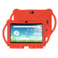 Children's smart tablet with 7-inch screen, plastic body, blue colour, front camera visible, on white background
