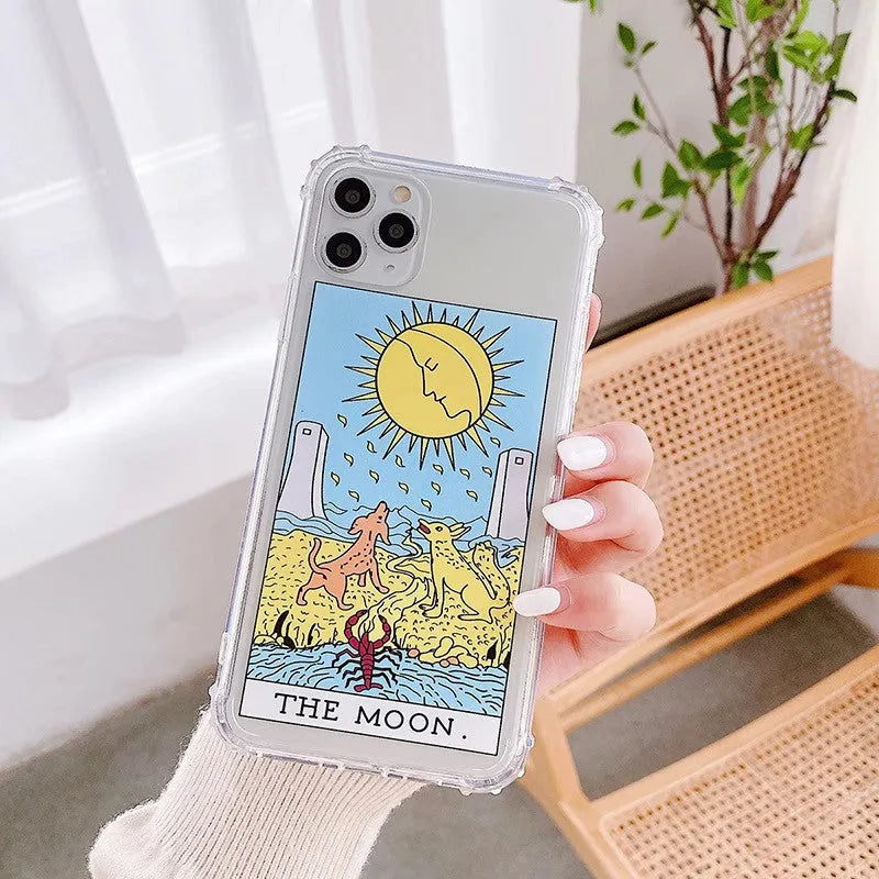 Creative Mythology Comic silicone TPU phone case in Sun and Moon colours for various iPhone models.