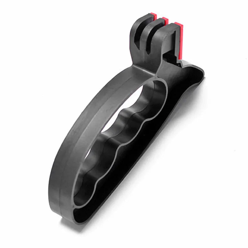 Black handheld knife and scissor sharpener with tungsten steel blade measuring 140mm