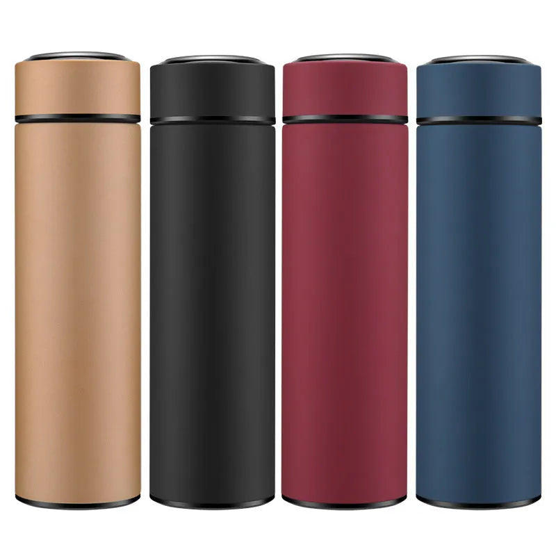 450ml stainless steel vacuum insulated water bottle in blue with arrow-shaped mouth
