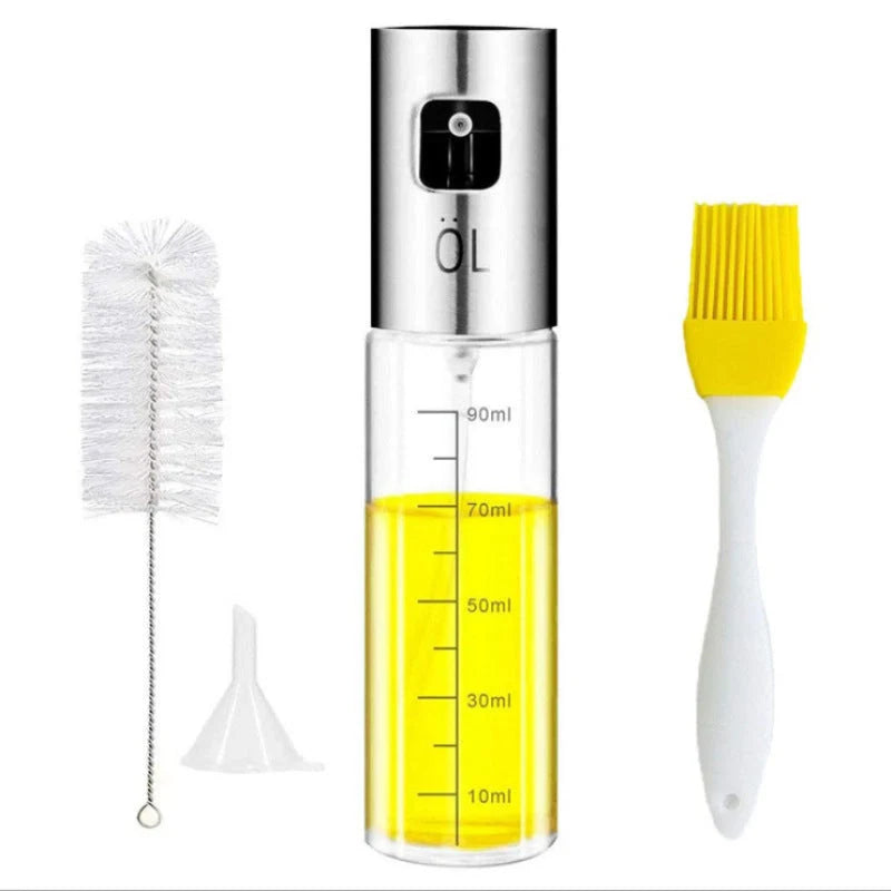 Stainless steel kitchen oil spray bottle with scale for precise cooking