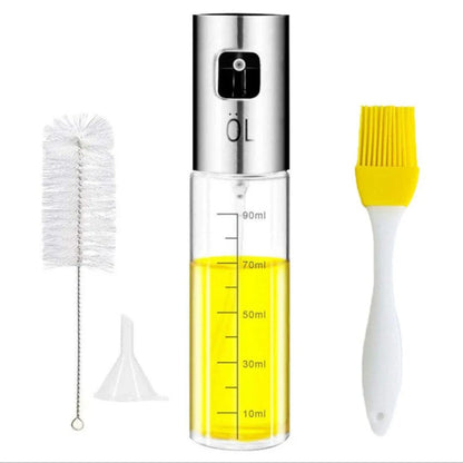 Stainless steel kitchen oil spray bottle with scale for precise cooking