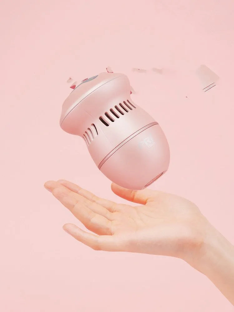 Multifunctional electric foot file grinder machine with vacuum absorption system, two diamond grinders, and USB charging in beige
