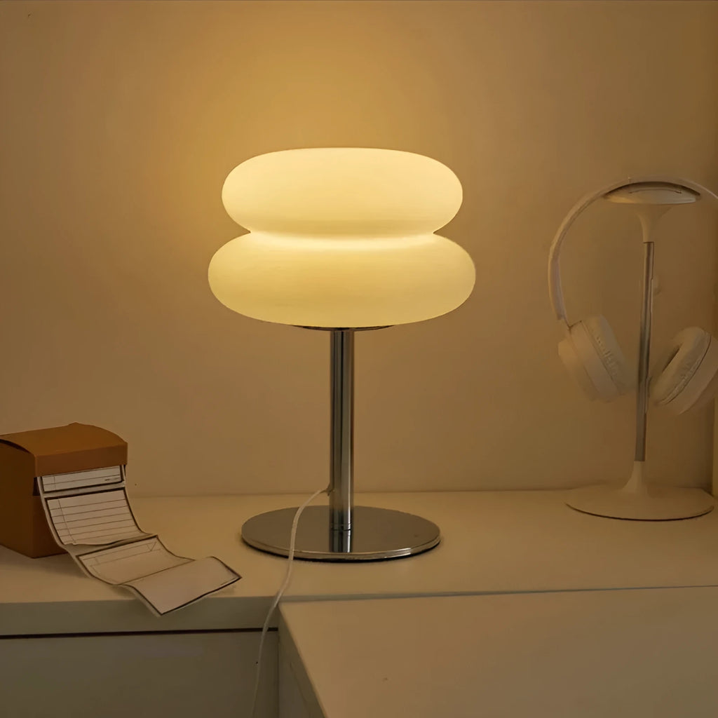 Desktop small table lamp with trichrome USB, orange glass lampshade, modern simple style, 24x14x28 cm