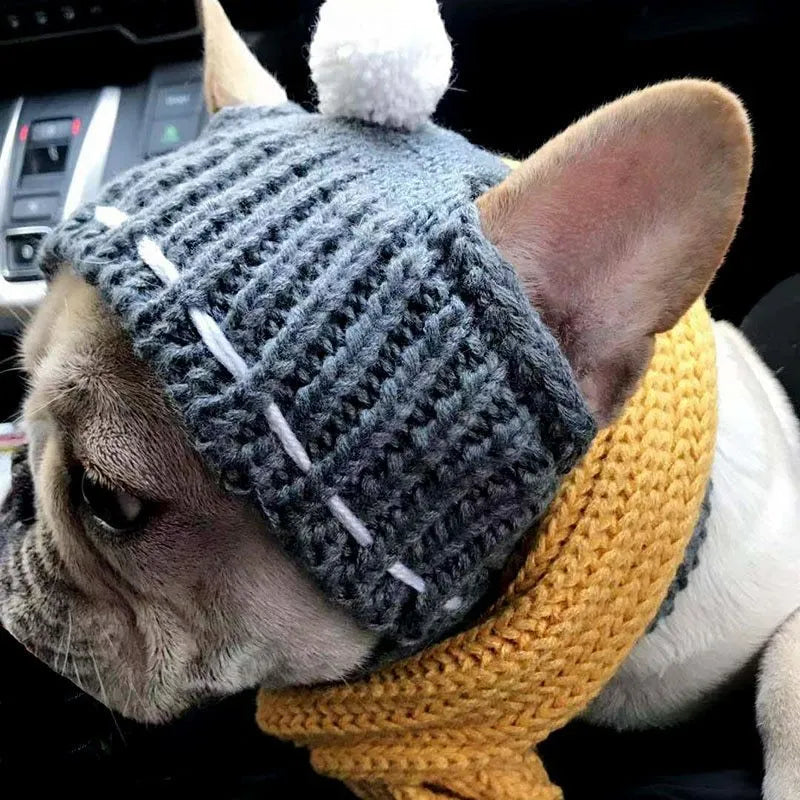 Woolen hat for female dogs in grey red green solid pattern 100% cotton one size winter cap