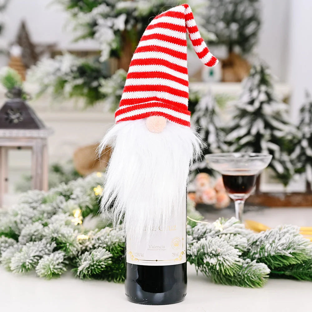 Festive Christmas wine bottle socks in vibrant holiday designs