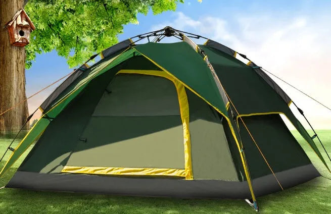 Waterproof automatic pop up tent for 3-4 people outer 210x220 cm inner 182x200 cm height 140 cm in Army Green