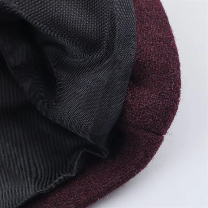 Women's all-match loose slimming long overcoat in wine red with spandex blend fabric for commute