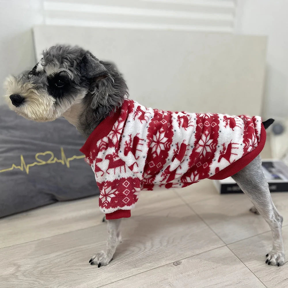 Winter Warm Padded Dog Clothes Christmas Pet Sweater in big red, perfect for keeping your pet warm and stylish