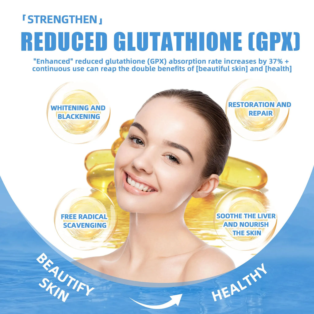Bottle of Biyode L-Glutathione softgels skin care supplement 120 capsules