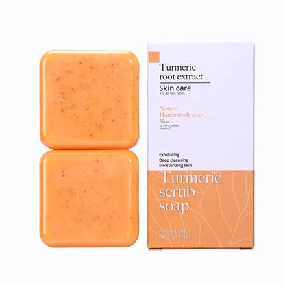 Frosted Handmade Cleansing Bath Turmeric Soap with natural ingredients for skin brightening