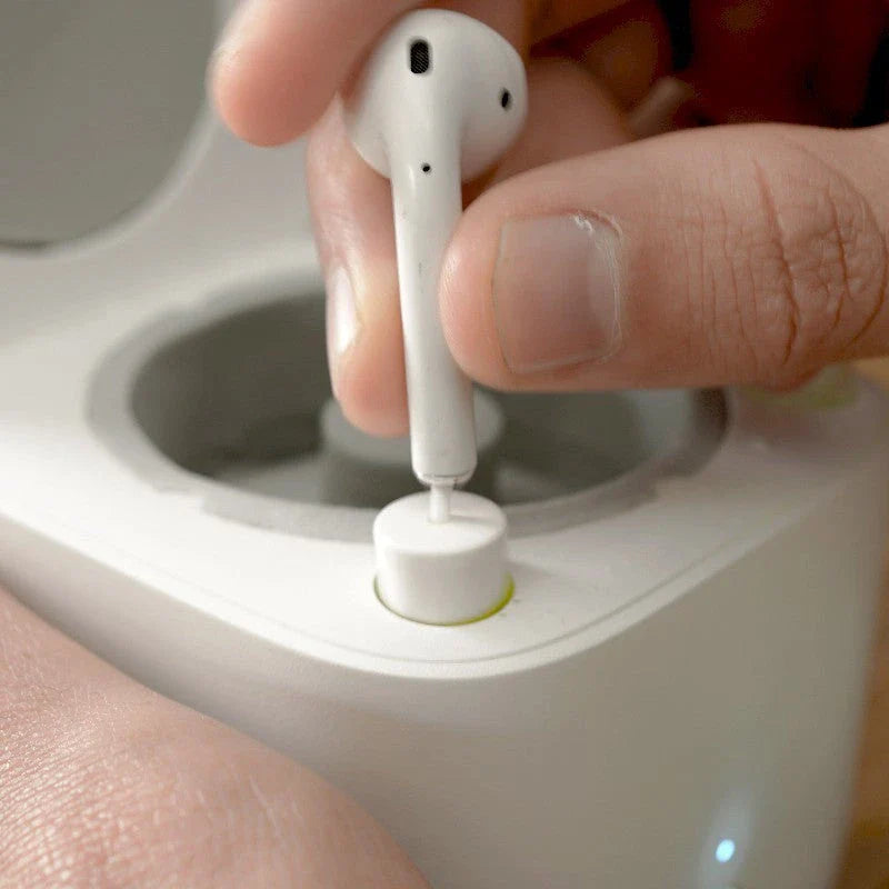 Automatic AirPods cleaning tool with multi-function capabilities for removing dirt, debris, and earwax buildup from wireless earbuds