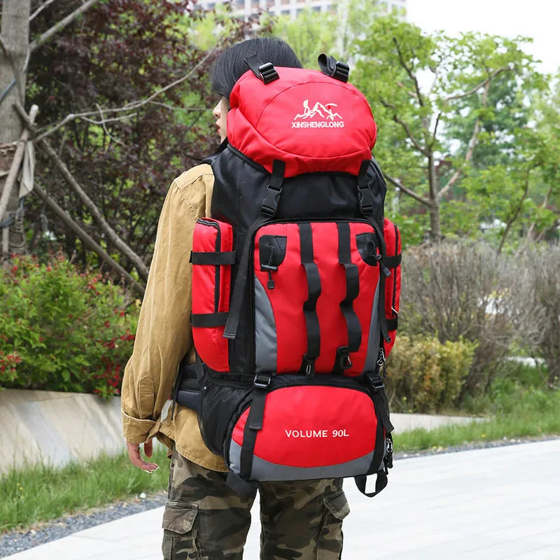 Outdoor hiking backpack for men in water repellent nylon solid colour design