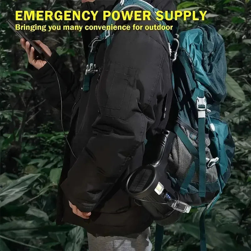 Emergency solar portable rechargeable light with ABS housing, 4500mAh battery, and bracket in W5113 colour